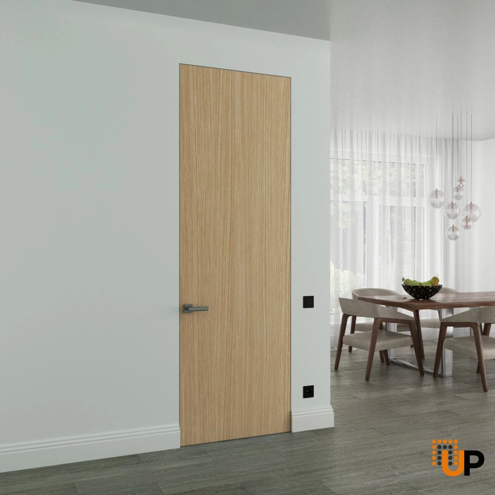 Single solid wood with honeycomb swing modern interior frameless doors | Planum 0010 Vertical Natural Veneer | 18 x 80 photo#2