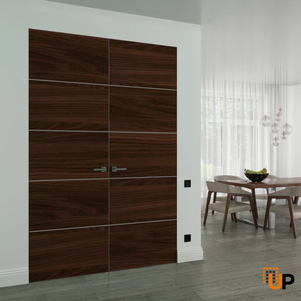 Double solid wood with honeycomb swing modern interior frameless double doors | Planum 0020 Chocolate Ash | 36 x 80 (2* 18x80) photo#2