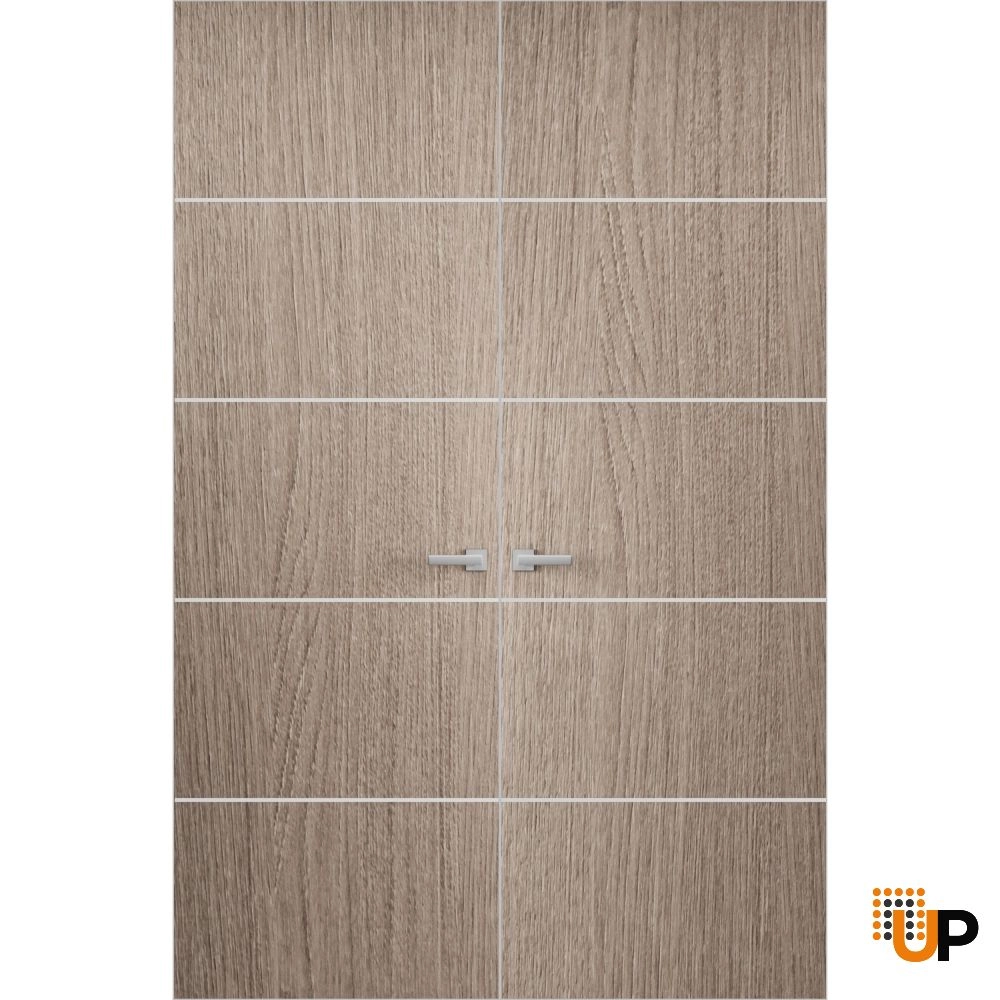 Double solid wood with honeycomb swing modern interior frameless double doors | Planum 0020 Grey Oak | 36 x 80 (2* 18x80) photo#1