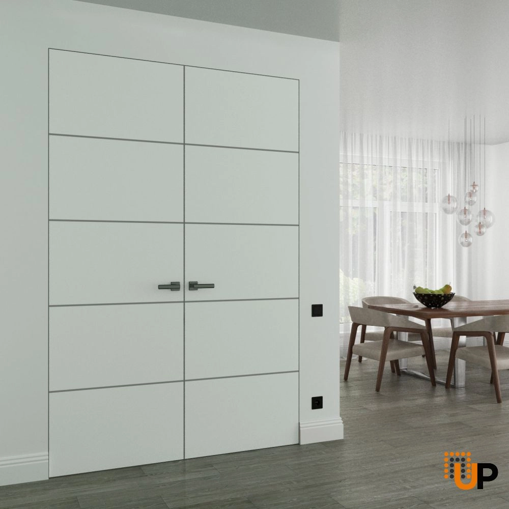 Double solid wood with honeycomb swing modern interior frameless double doors | Planum 0020 White | 36 x 80 (2* 18x80) photo#2