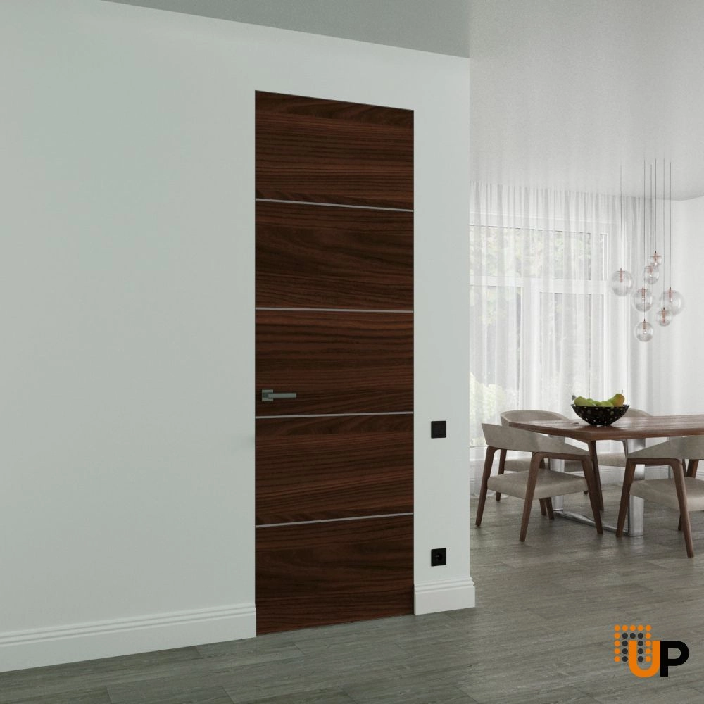 Single solid wood with honeycomb swing modern interior frameless doors | Planum 0020 Chocolate Ash | 18 x 80 photo#2