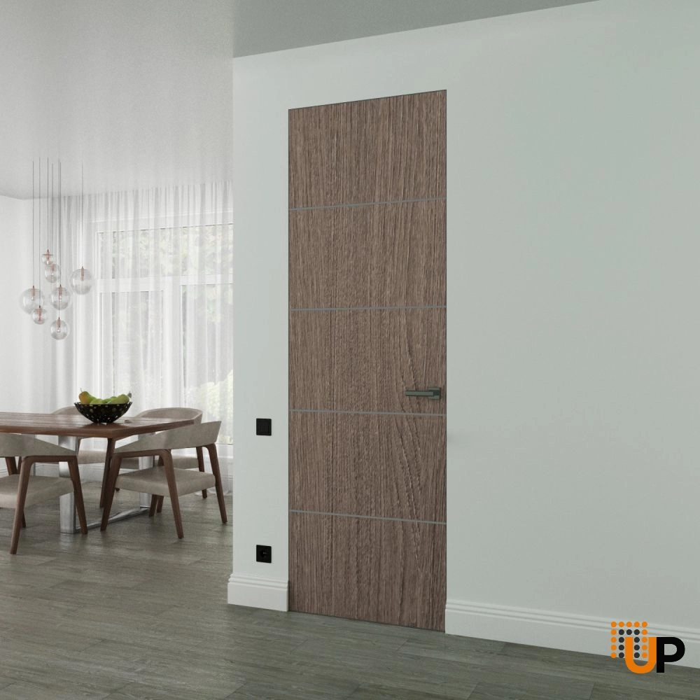 Single solid wood with honeycomb swing modern interior frameless doors | Planum 0020 Grey Oak | 18 x 80 photo#2