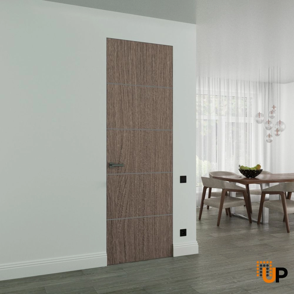 Single solid wood with honeycomb swing modern interior frameless doors | Planum 0020 Grey Oak | 18 x 80 photo#2