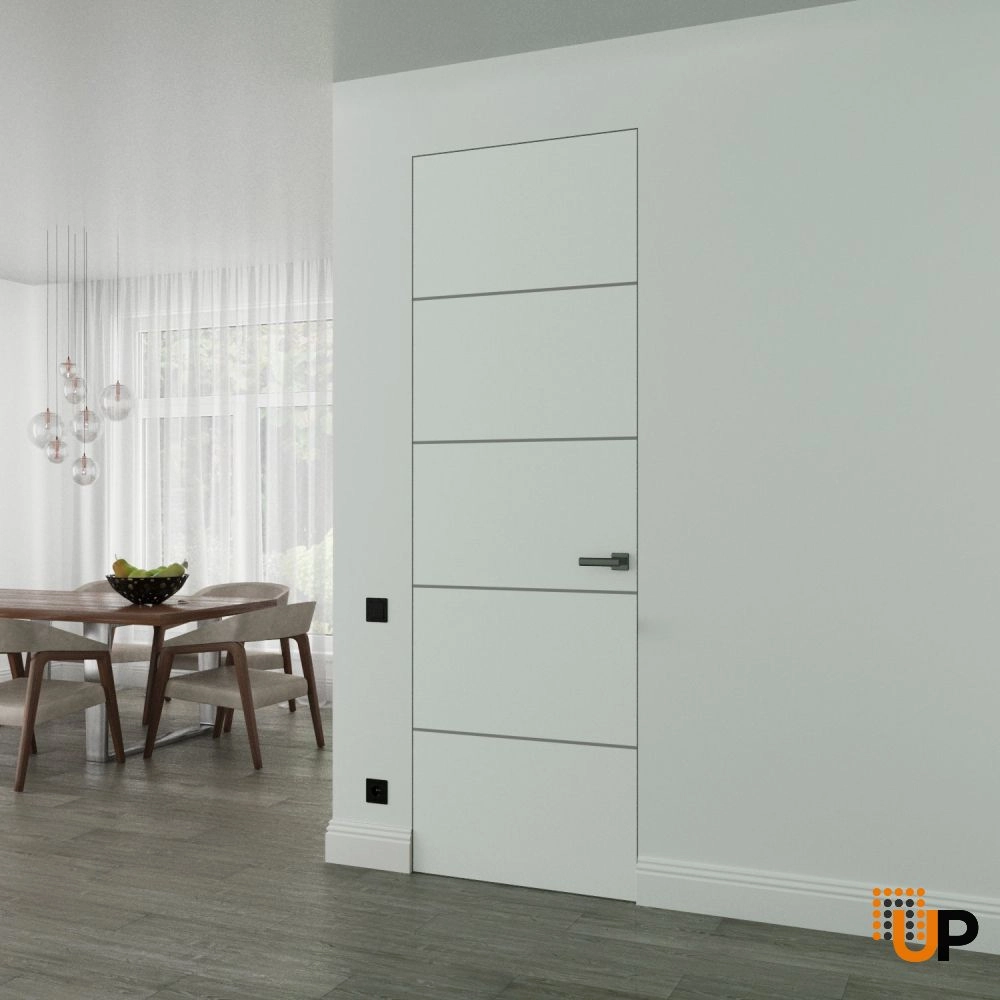 Single solid wood with honeycomb swing modern interior frameless doors | Planum 0020 White | 18 x 80 photo#2