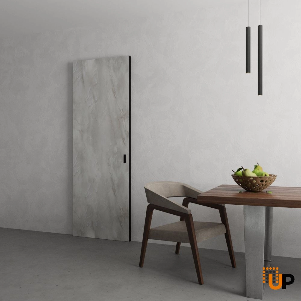 Single solid wood with honeycomb sliding modern interior hidden barn door | Planum 0010 Onyx | 28 x 80 photo#4