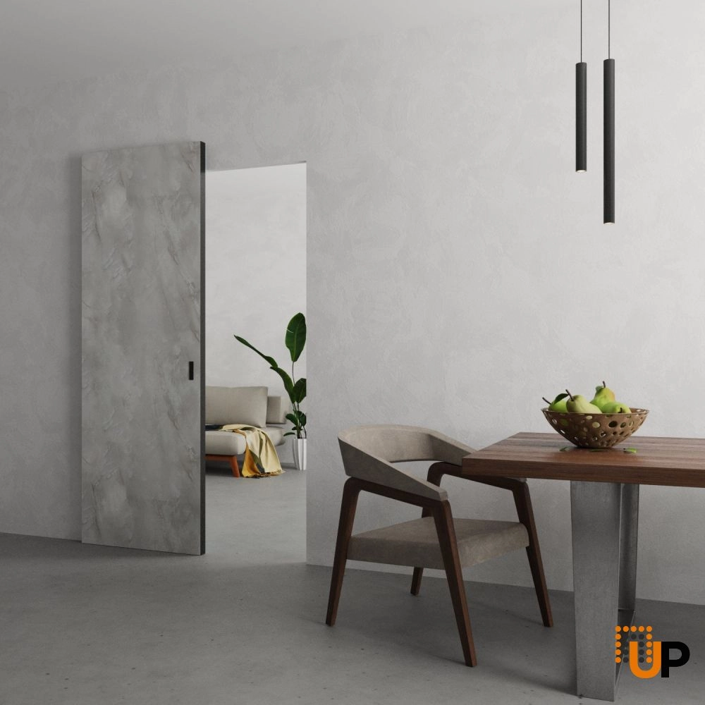 Single solid wood with honeycomb sliding modern interior hidden barn door | Planum 0010 Onyx | 28 x 80 photo#2