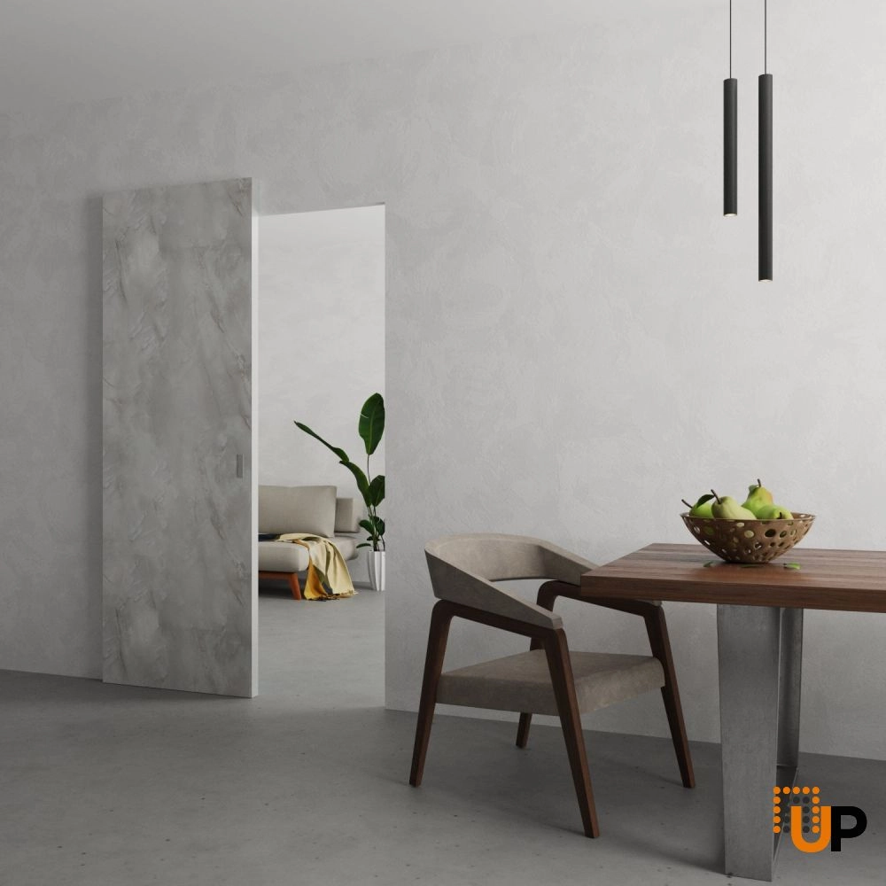 Single solid wood with honeycomb sliding modern interior hidden barn door | Planum 0010 Onyx | 28 x 80 photo#2