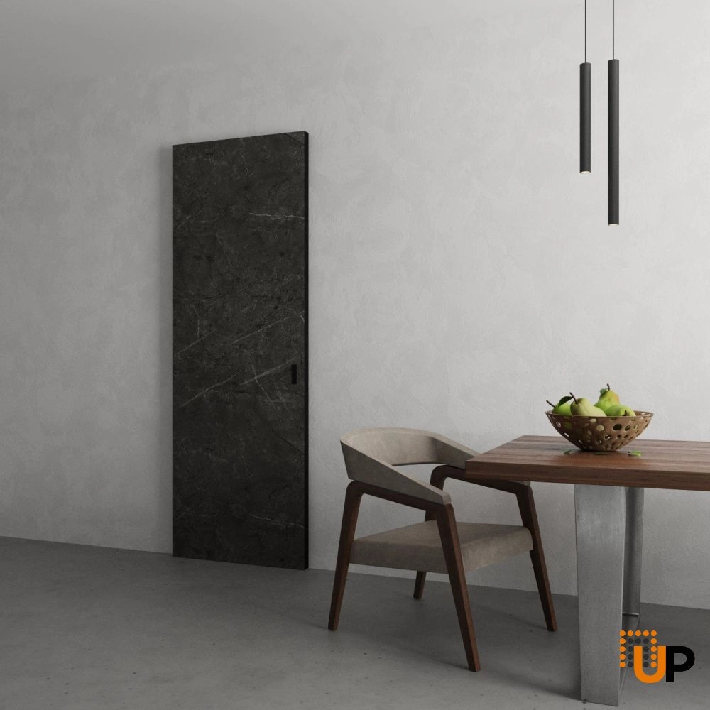 Single solid wood with honeycomb sliding modern interior hidden barn door | Planum 0010 Pietra | 28 x 80 photo#4