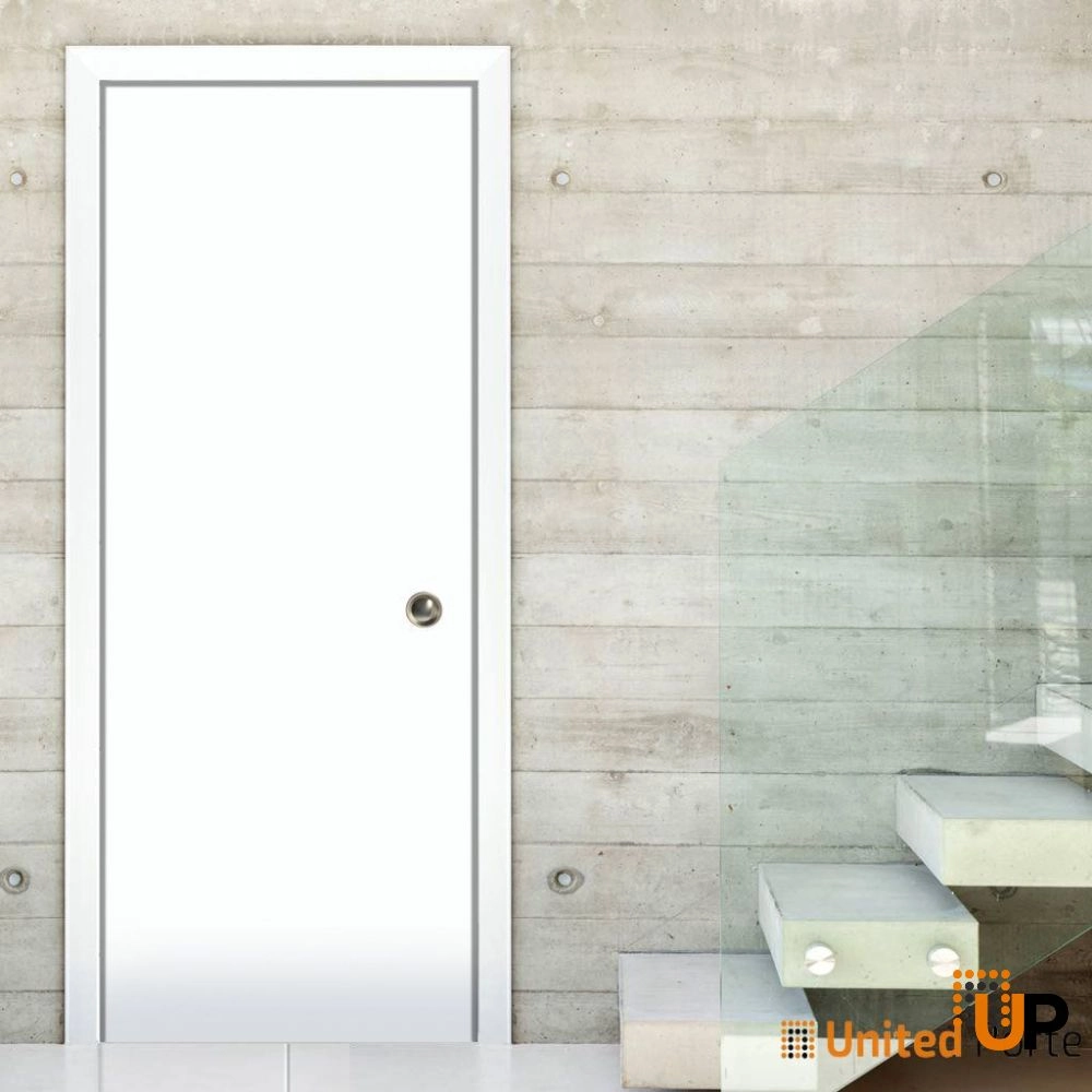 Single solid wood with honeycomb sliding modern interior pocket door | Planum 0010 White | 18 x 80 photo#2