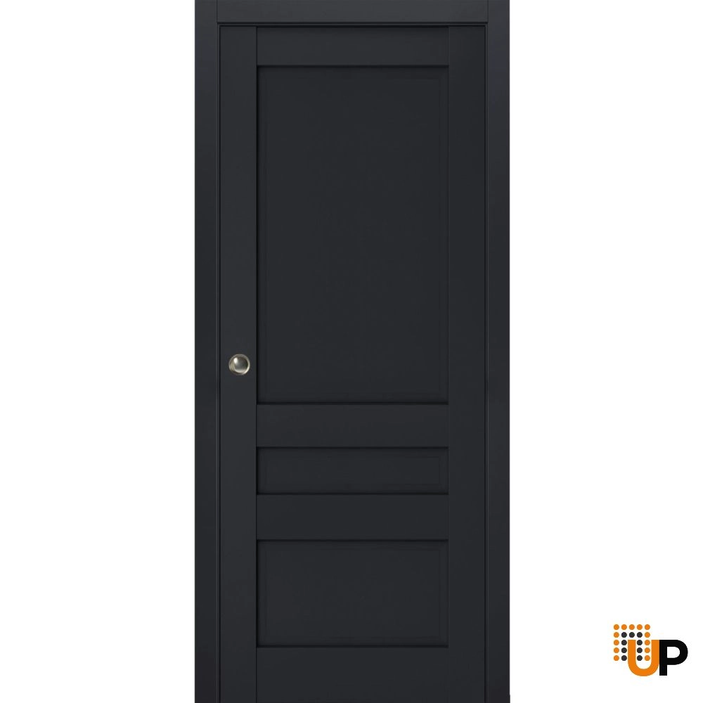 Single laminate sliding classic interior pocket door | Veregio 7411 Antracite | 18 x 80 photo#1