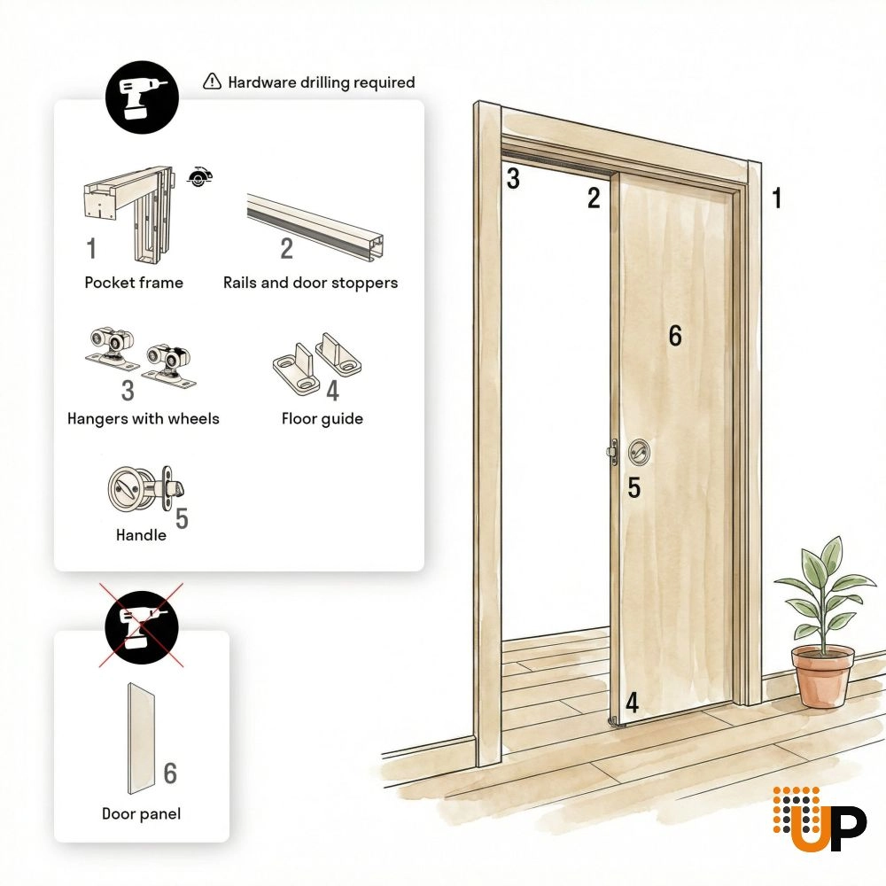 Single solid core sliding interior pocket door | Basic 4906 White | 30 x 84 photo#4