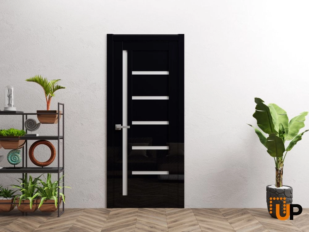 Single solid wood with honeycomb interior swing door | Quadro 4088 Gloss Black | 18 x 80 photo#2