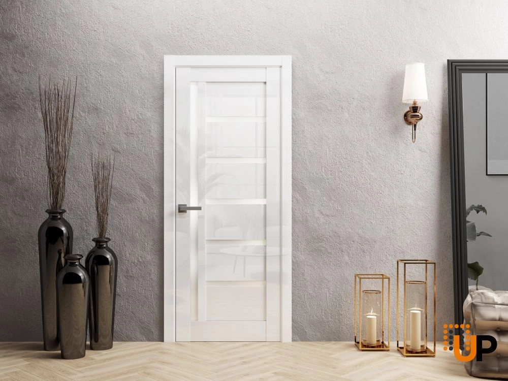 Single solid wood with honeycomb interior swing door | Quadro 4088 Gloss White | 18 x 80 photo#2