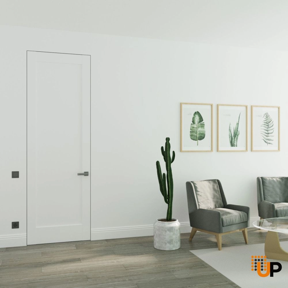 Single solid mdf core swing modern interior frameless doors | Quadro 4111 White Silk | 18 x 80 photo#2