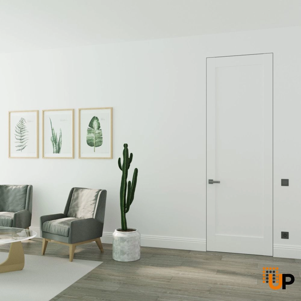 Single solid mdf core swing modern interior frameless doors | Quadro 4111 White Silk | 18 x 80 photo#2