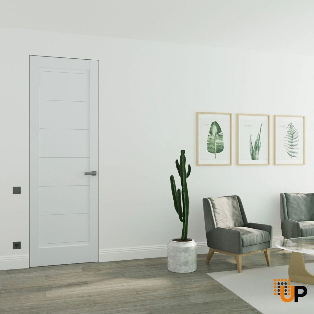 Single solid mdf core swing modern interior frameless doors | Quadro 4115 White Silk | 18 x 80 photo#2