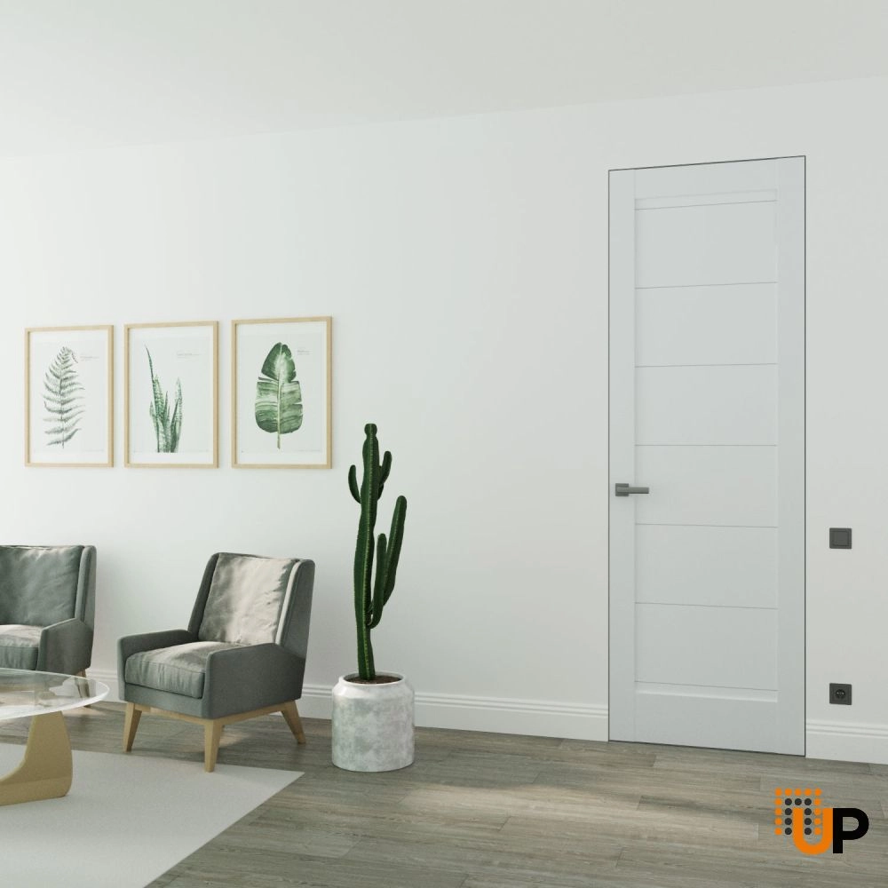 Single solid mdf core swing modern interior frameless doors | Quadro 4115 White Silk | 18 x 80 photo#2