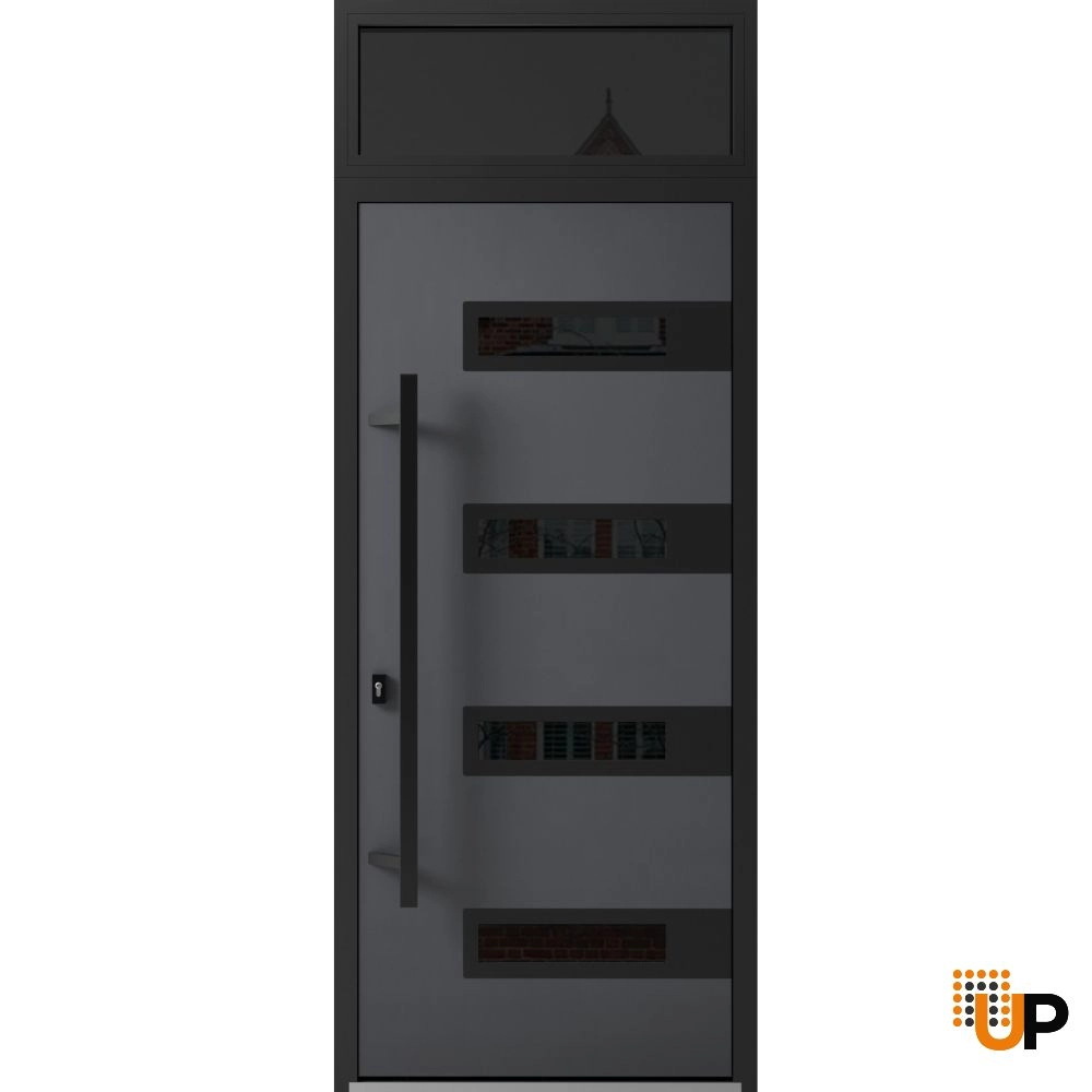 Single swing metal-aluminum modern exterior door with triplex glass | Ronex 0131 Gray | 36 x 96 photo#1
