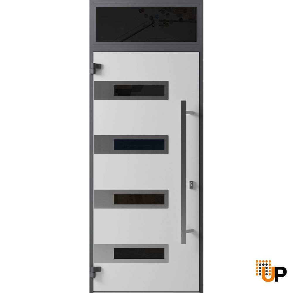 Single swing metal-aluminum modern exterior door with triplex glass | Ronex 0131 Black | 36 x 96 photo#2