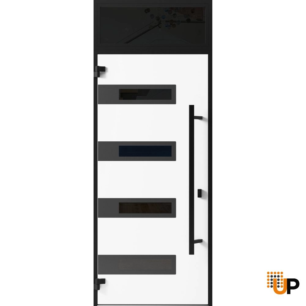 Single swing metal-aluminum modern exterior door with triplex glass | Ronex 0131 Gray | 36 x 96 photo#2
