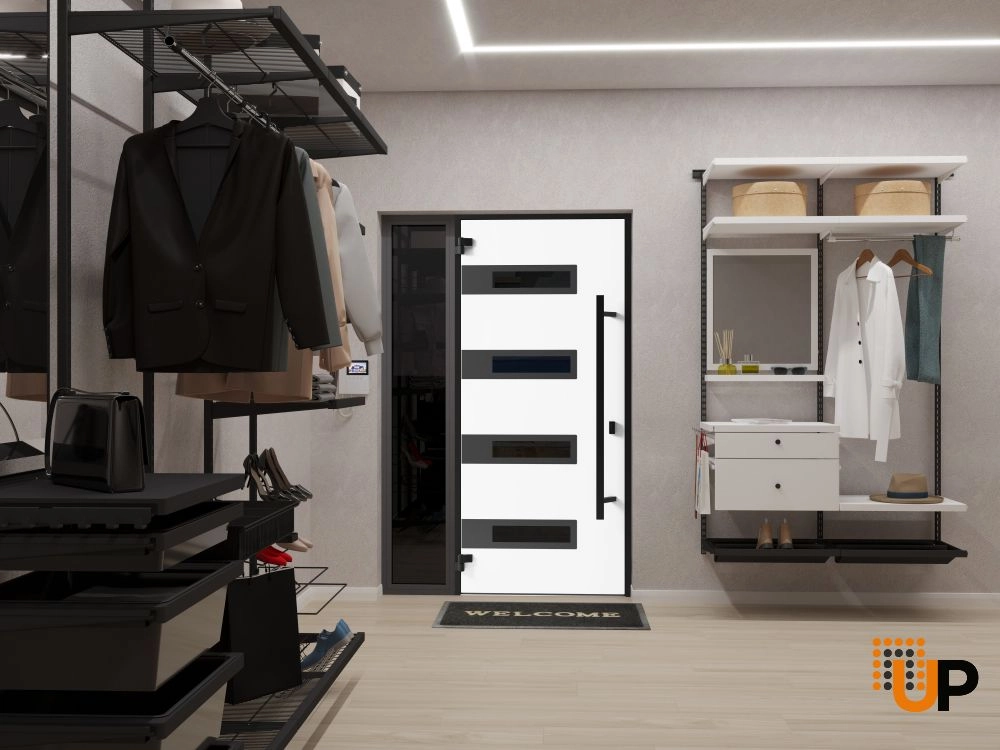 Single swing metal-aluminum modern exterior door with triplex glass | Ronex 0131 Gray | 52 x 80 photo#4