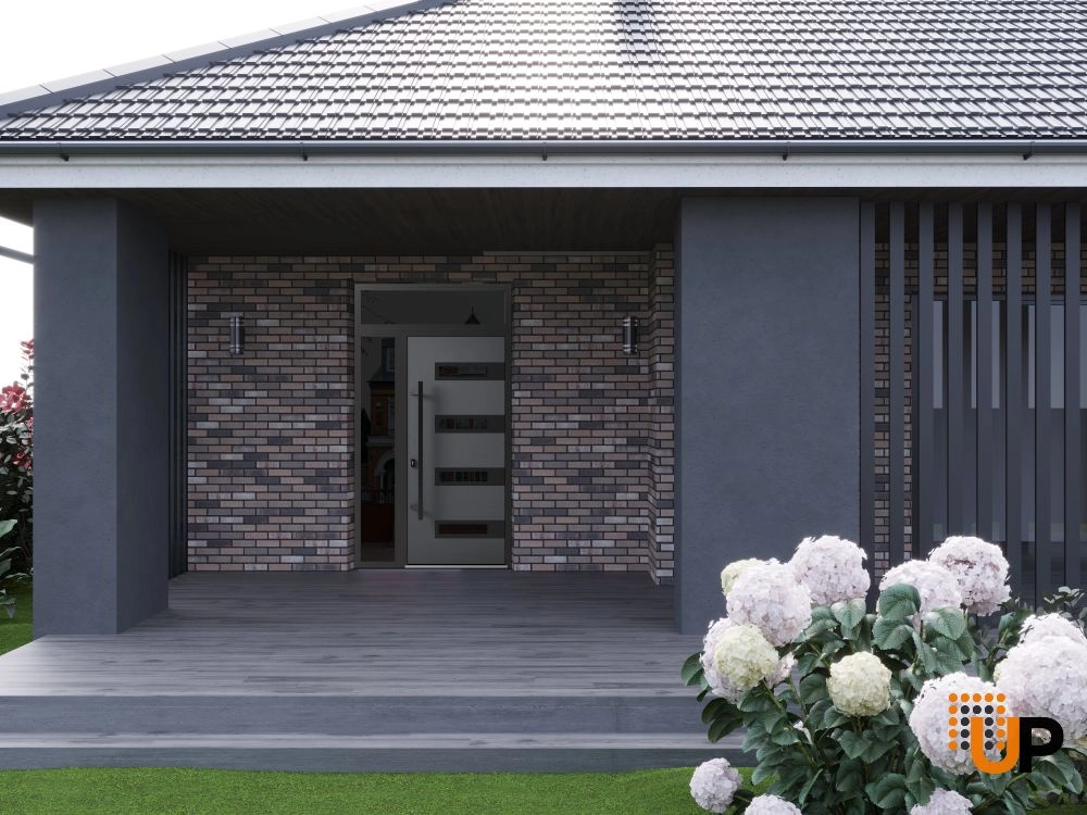 Single swing metal-aluminum modern exterior door with triplex glass | Ronex 0131 Gray | 50 x 96 photo#3