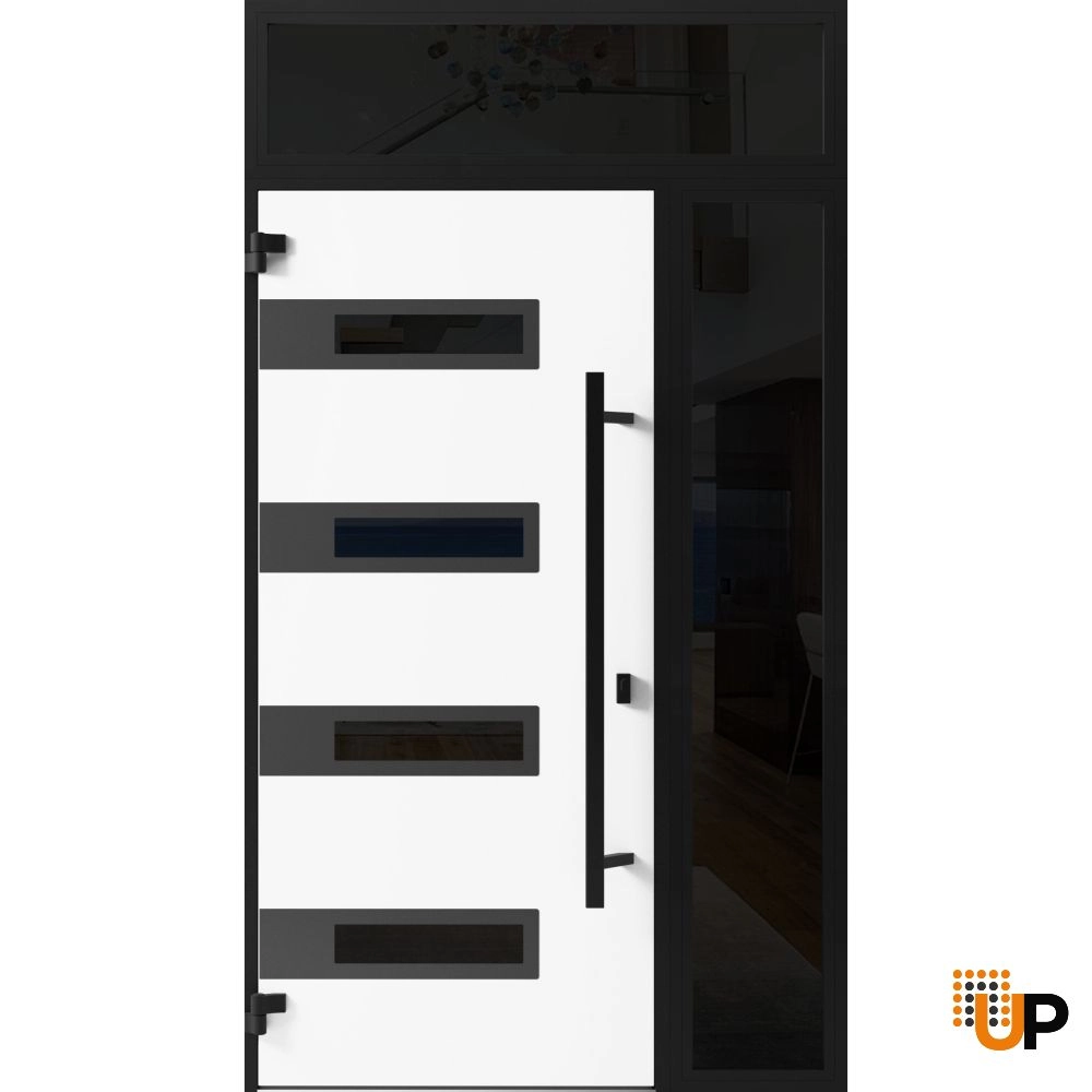 Single swing metal-aluminum modern exterior door with triplex glass | Ronex 0131 Gray | 50 x 96 photo#2