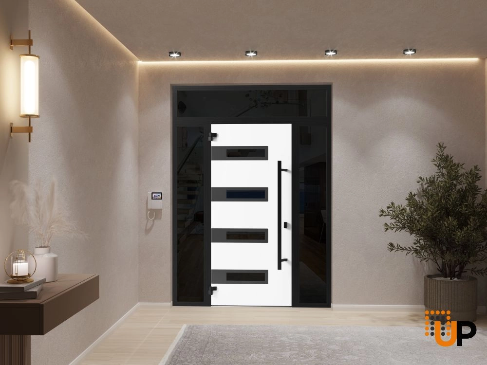 Single swing metal-aluminum modern exterior door with triplex glass | Ronex 0131 Gray | 60 x 96 photo#4