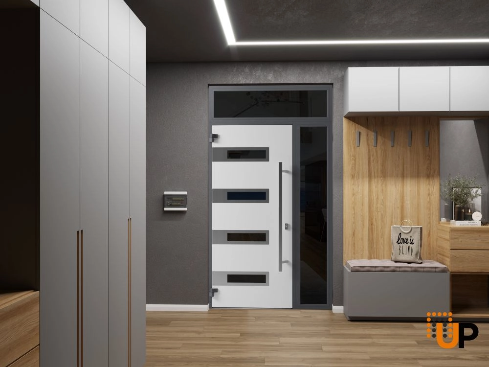 Single swing metal-aluminum modern exterior door with triplex glass | Ronex 0131 Black | 48 x 96 photo#4