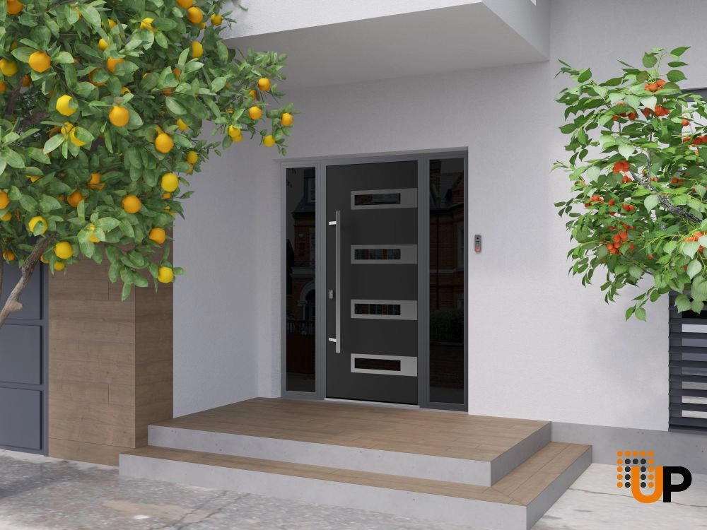 Single swing metal-aluminum modern exterior door with triplex glass | Ronex 0131 Black | 60 x 80 photo#3