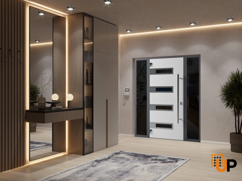 Single swing metal-aluminum modern exterior door with triplex glass | Ronex 0131 Black | 60 x 80 photo#4