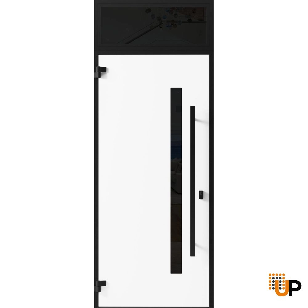 Single swing metal-aluminum modern exterior door with triplex glass | Ronex 0144 Gray | 36 x 96 photo#2