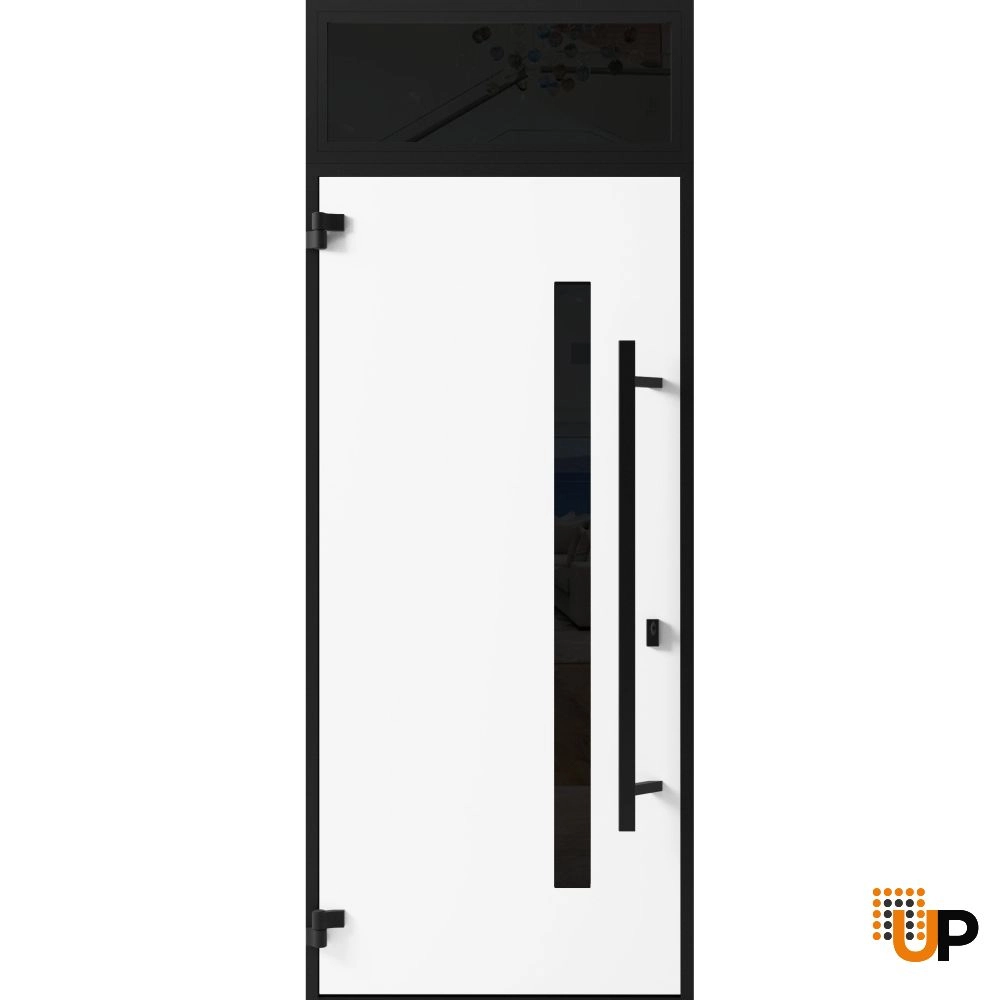 Single swing metal-aluminum modern exterior door with triplex glass | Ronex 0162 Red Oak | 36 x 96 photo#2