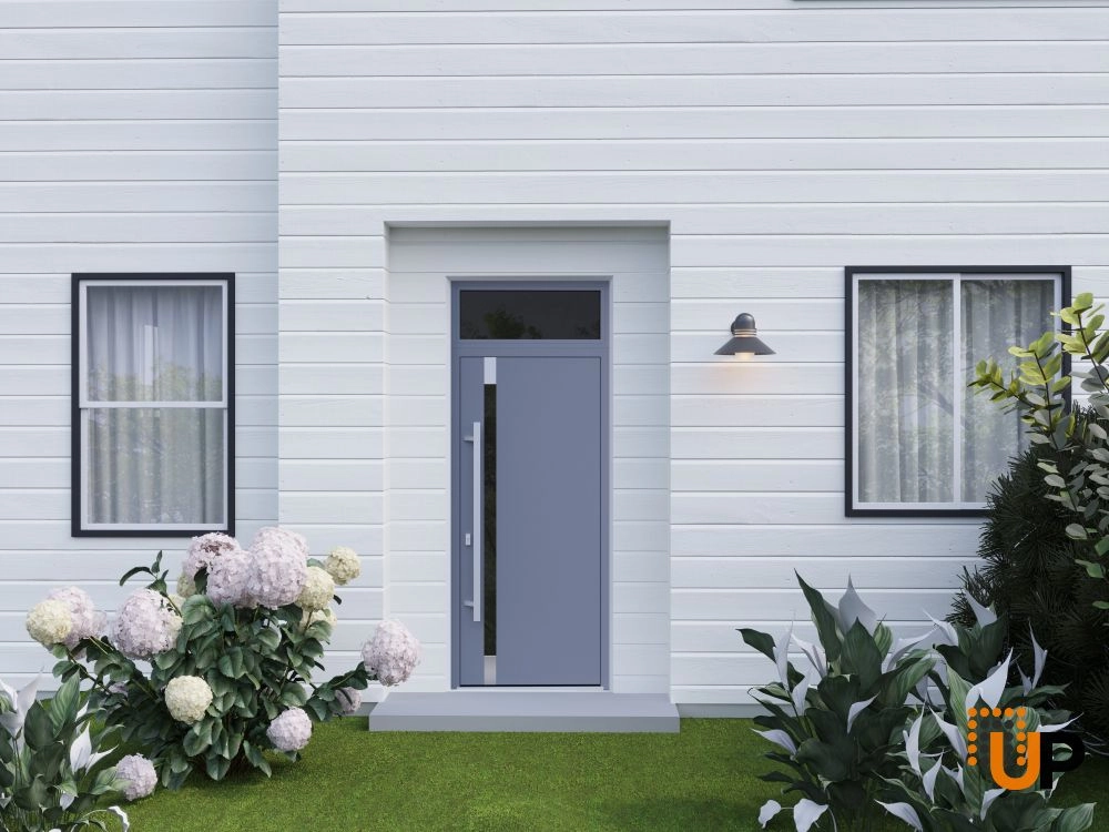 Single swing metal-aluminum modern exterior door with triplex glass | Ronex 1011 Gray | 36 x 96 photo#3