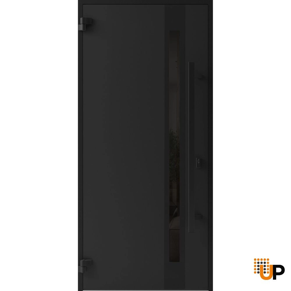 Single swing metal-aluminum modern exterior door with triplex glass | Ronex 1033 Oak | 36 x 80 photo#2