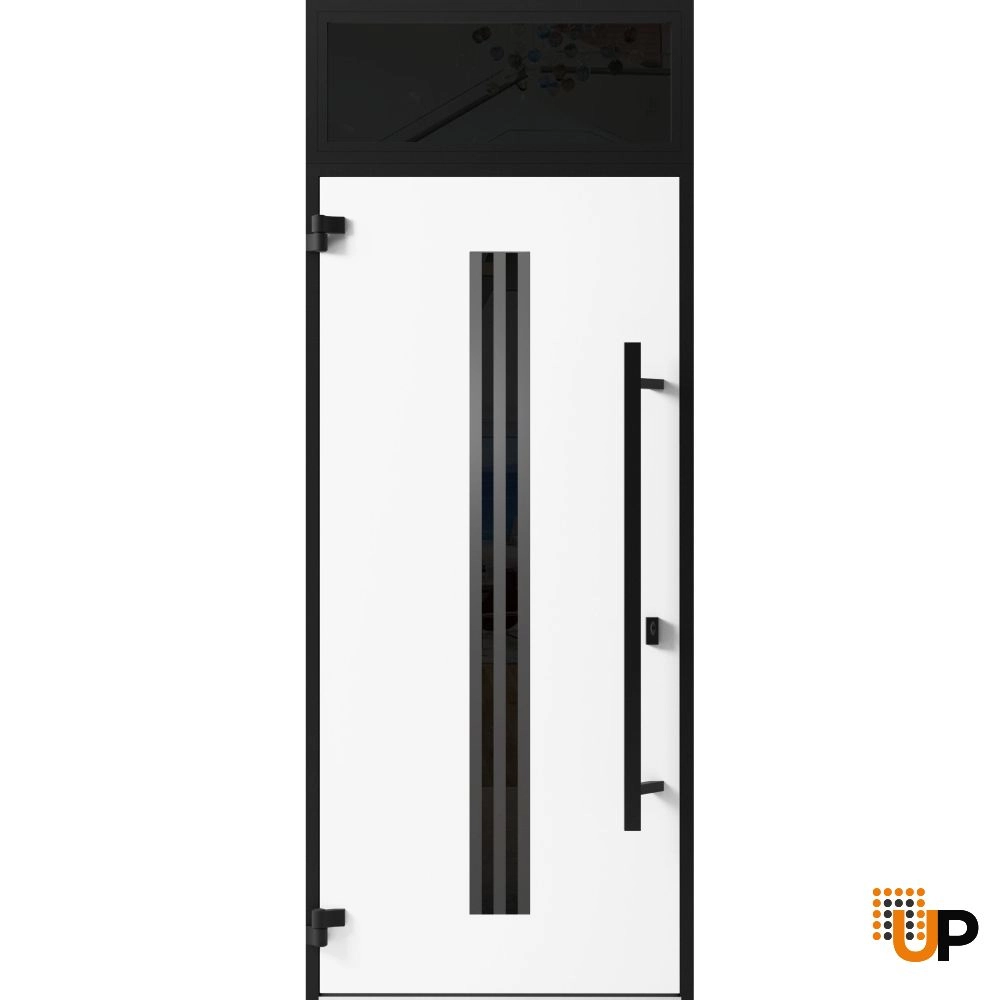 Single swing metal-aluminum modern exterior door with triplex glass | Ronex 1055 Oak | 36 x 96 photo#2