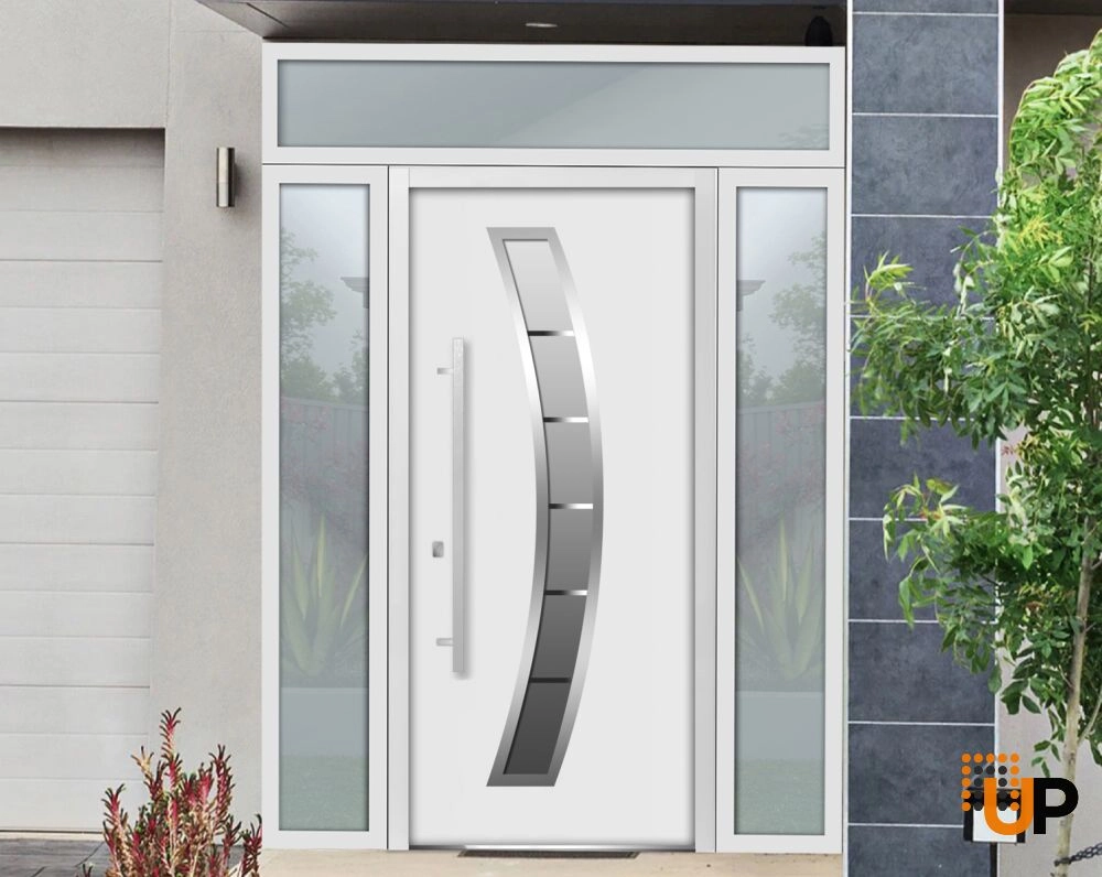 Single swing metal-aluminum modern exterior door with triplex | Deux 6500 White | 60 x 96 photo#8