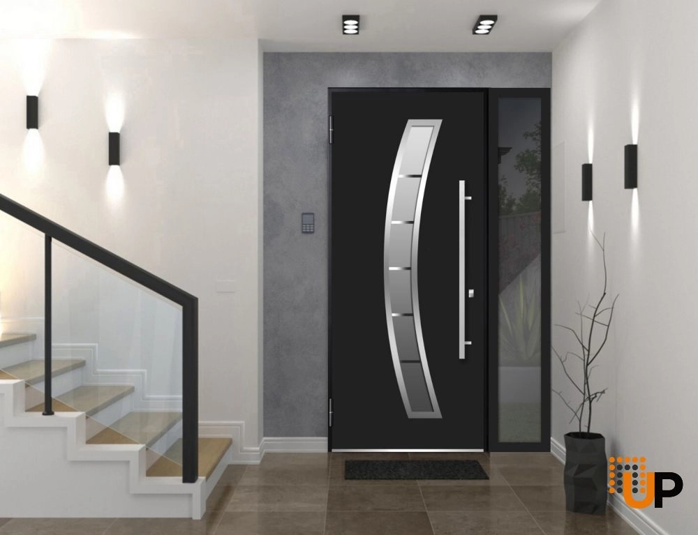 Single swing metal-aluminum modern exterior door with triplex glass | Deux 6500 Black | 52 x 80 photo#11