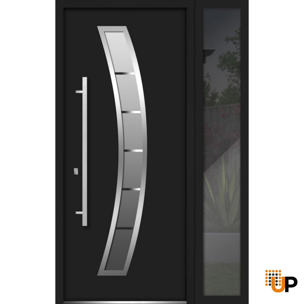 Single swing metal-aluminum modern exterior door with triplex | Deux 6500 Black | 48 x 80 photo#11