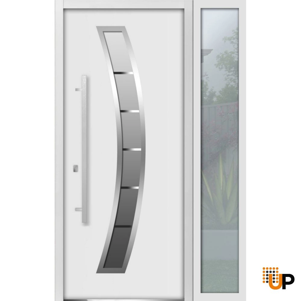Single swing metal-aluminum modern exterior door with triplex | Deux 6500 White | 48 x 80 photo#11
