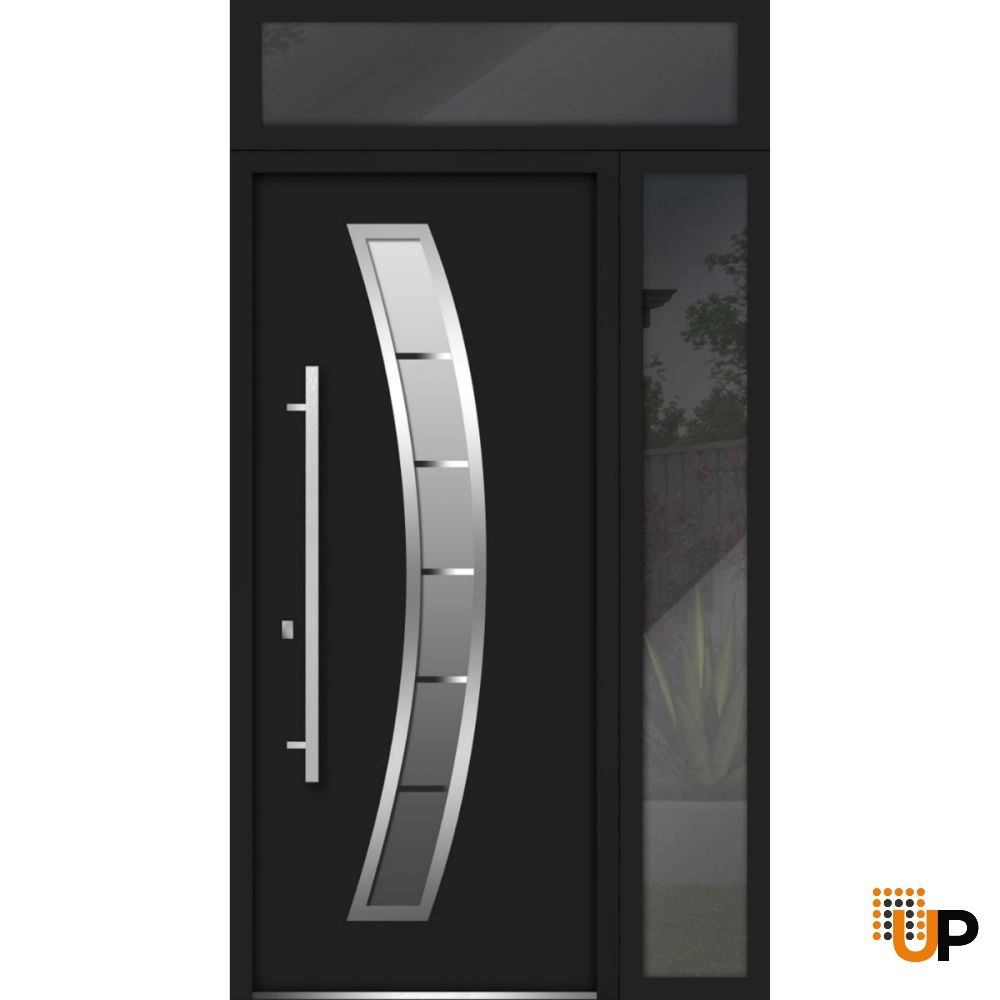 Single swing metal-aluminum modern exterior door with triplex glass | Deux 6500 Black | 50 x 96 photo#11