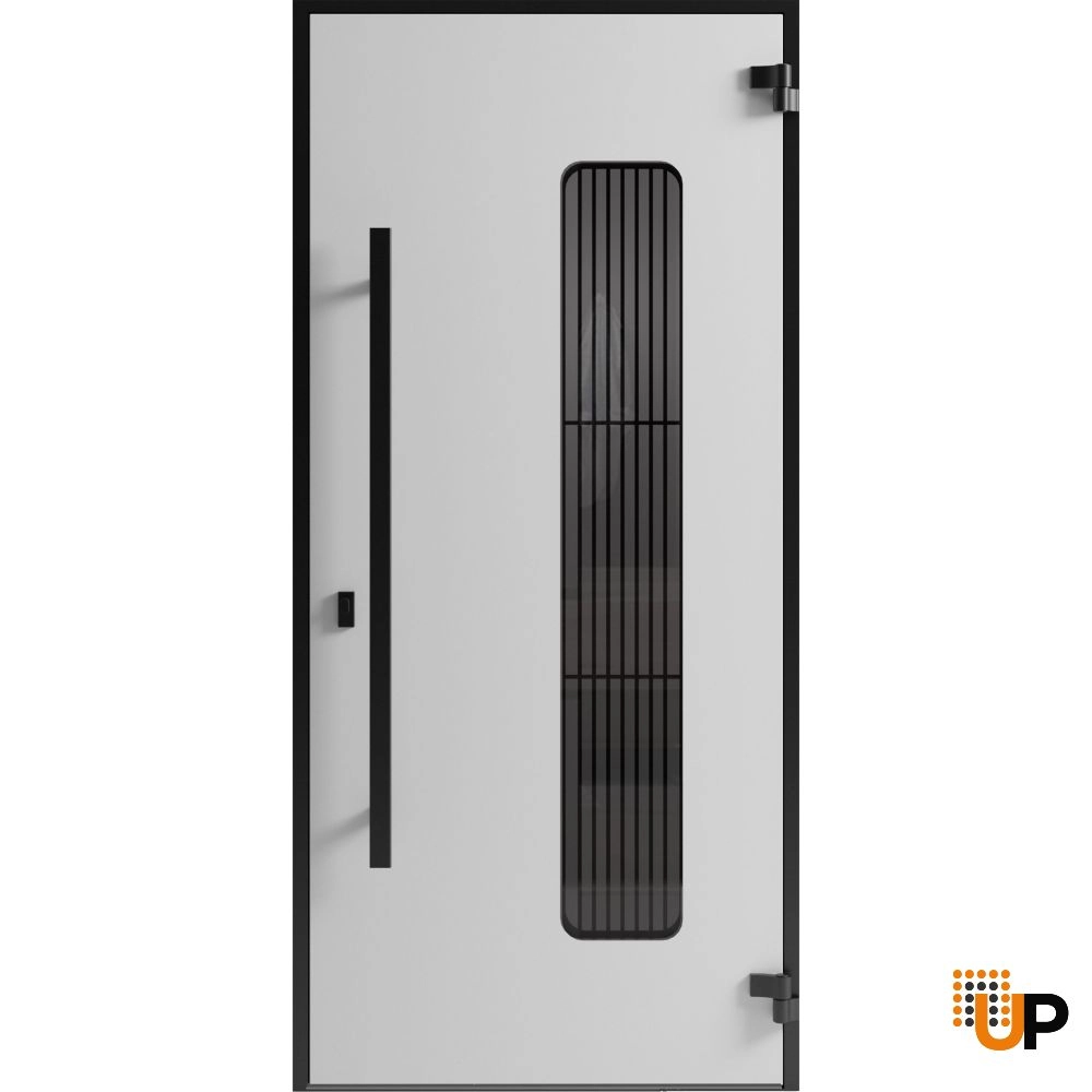 Single swing metal-aluminum modern exterior door with triplex | Ronex 0511 Bronze Oak | 36 x 80 photo#2