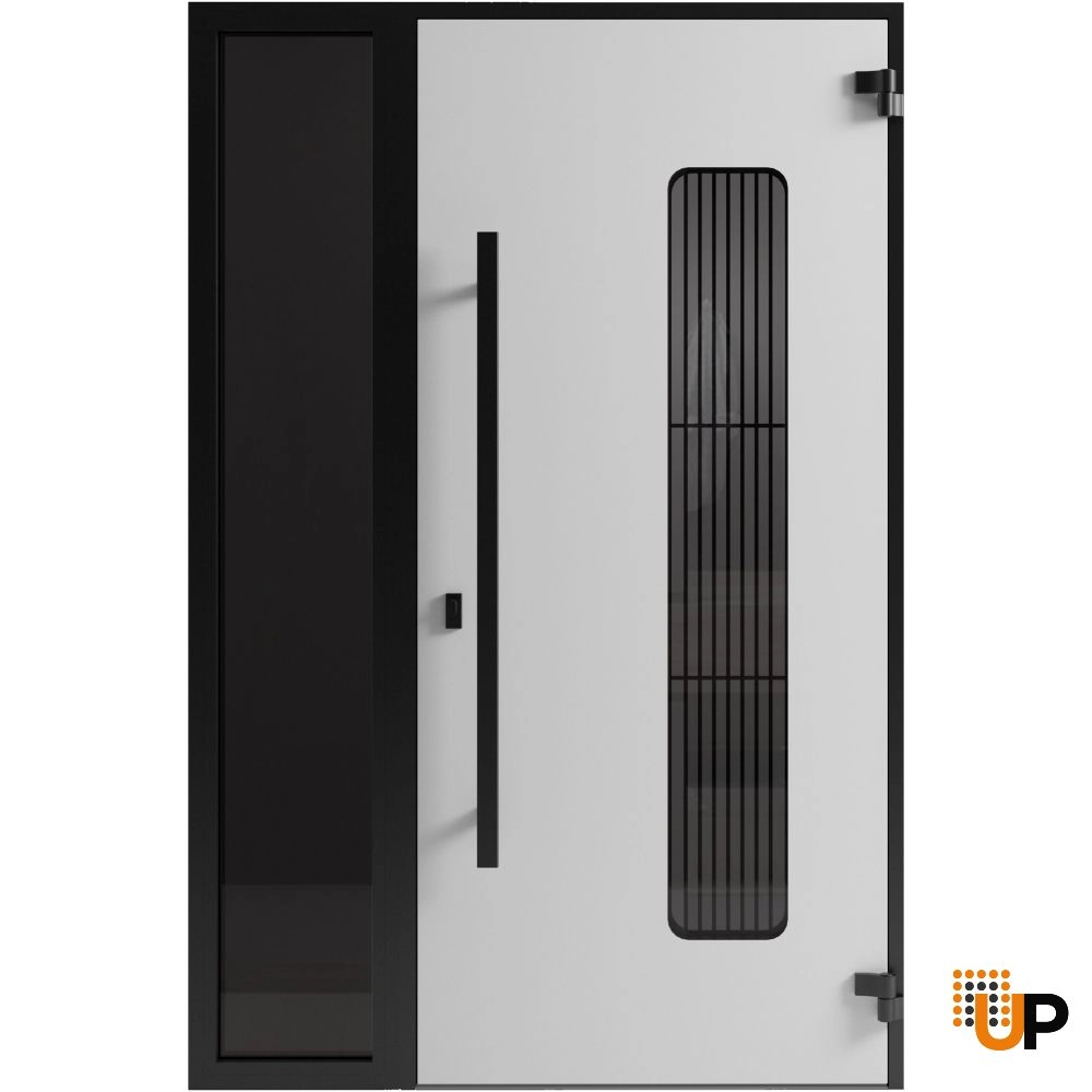 Single swing metal-aluminum modern exterior door with triplex glass | Ronex 0511 Bronze Oak | 48 x 80 (36+12 x 80) photo#2