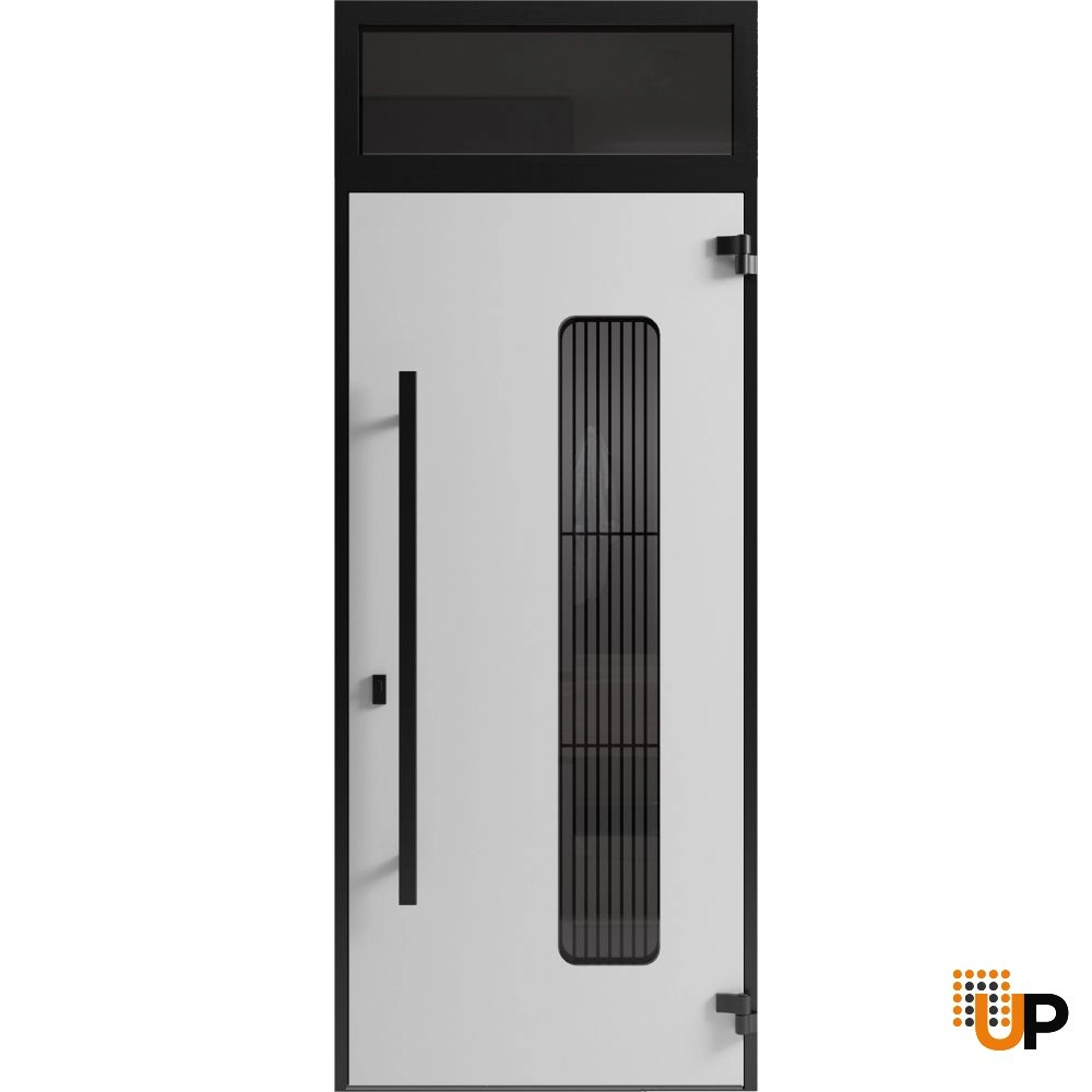 Single swing metal-aluminum modern exterior door with triplex glass | Ronex 0511 Bronze Oak | 36 x 92 (36 x 80+12) photo#2