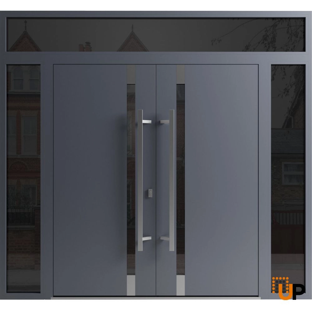 Ronex 1011 exterior aluminum double door 96x108 (12+72+12x96+12) grey steel Photo #1