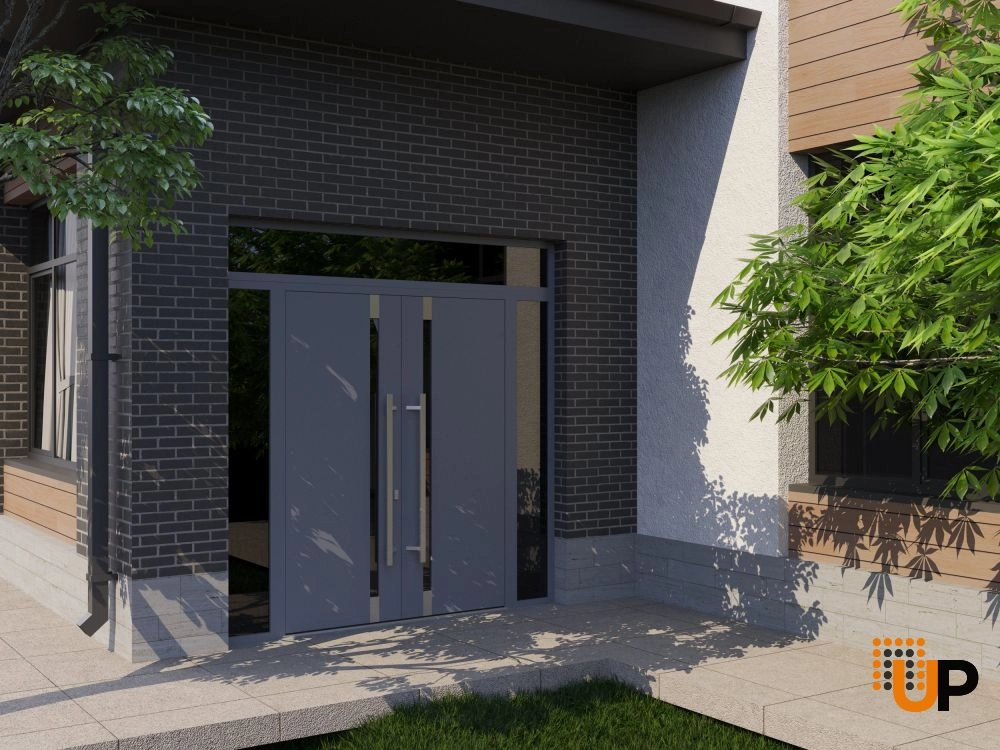 Ronex 1011 exterior aluminum double door 96x110 (12+72+12x96+14) grey steel Photo #3