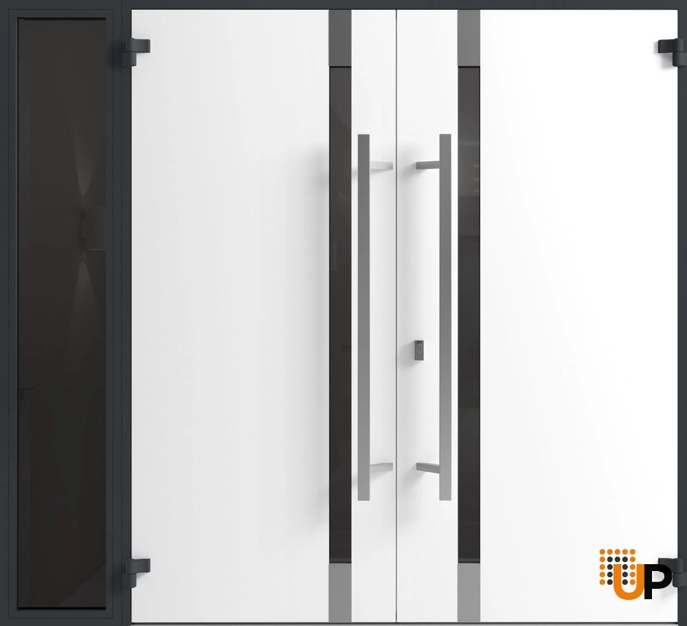 Ronex 1011 exterior aluminum double door 88x96 (72+16x96) grey steel Photo #2
