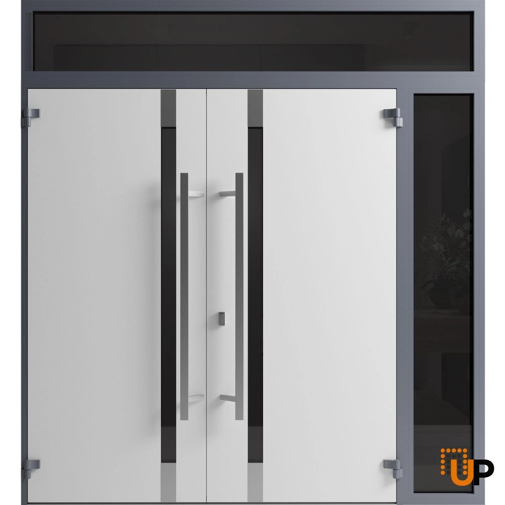 Ronex 1011 exterior aluminum double door 88x108 (72+16x96+12) grey steel Photo #2