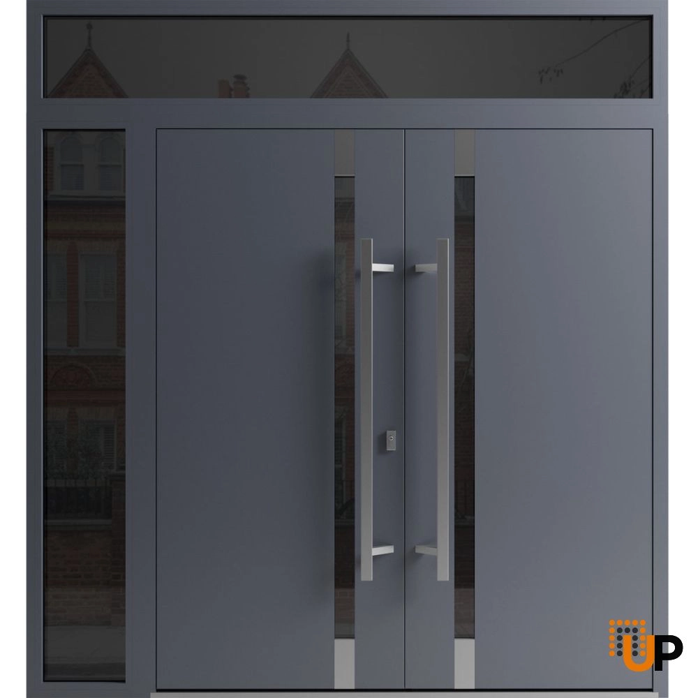 Ronex 1011 exterior aluminum double door 88x110 (72+16x96+14) grey steel Photo #1