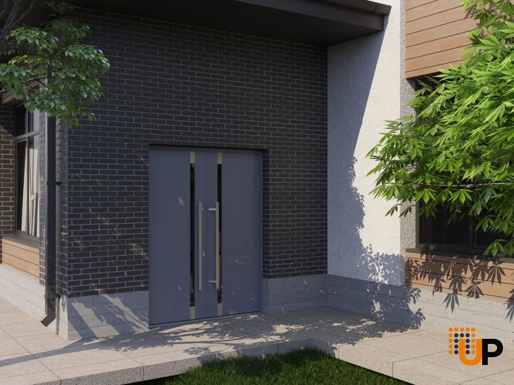 Ronex 1011 exterior aluminum double door 72x96 grey steel Photo #3